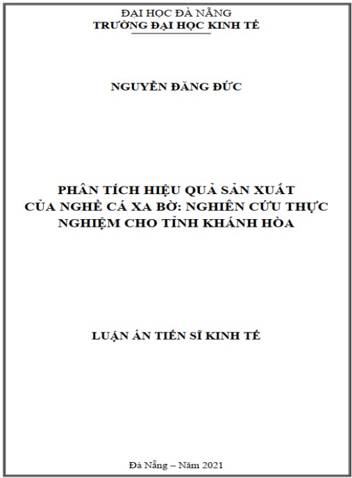 Luận án Phân tích hiệu quả sản xuất của nghề cá xa bờ – Nghiên cứu thực nghiệm cho tỉnh Khánh Hòa
