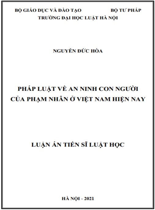 Luận án Pháp luật về an ninh con người của phạm nhân ở Việt Nam hiện nay