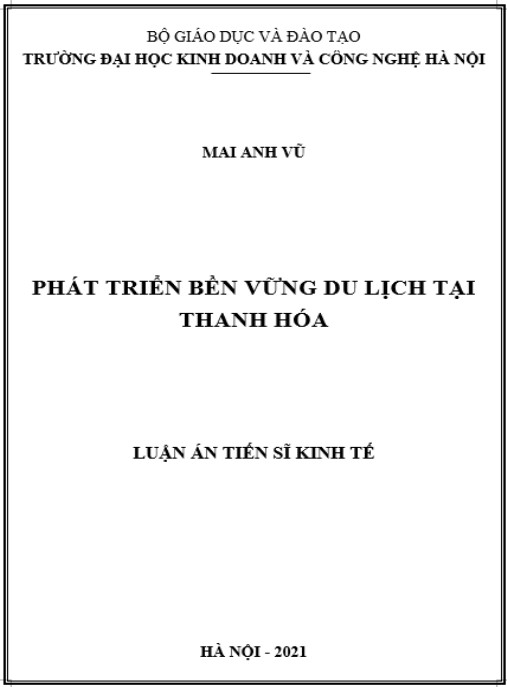 Luận án Phát triển bền vững du lịch tại Thanh Hóa