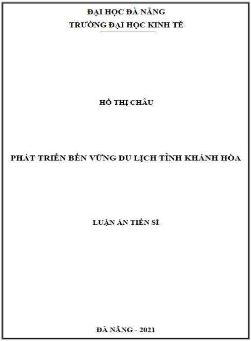 Luận án Phát triển bền vững du lịch tỉnh Khánh Hòa