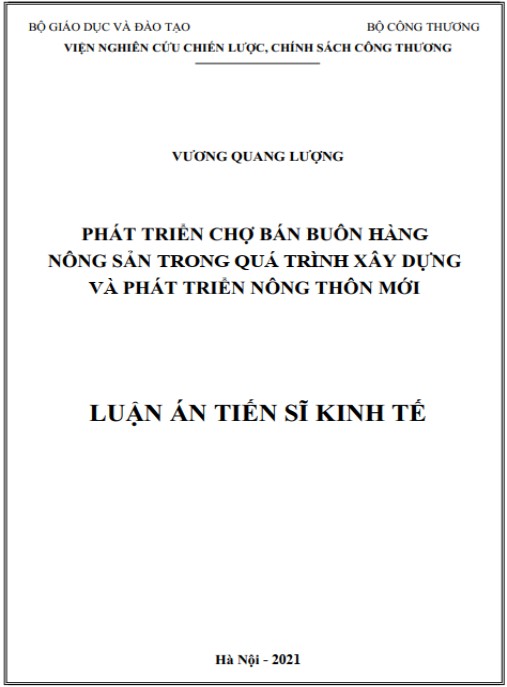 Luận án Phát triển chợ bán buôn hàng nông sản trong quá trình xây dựng và phát triển nông thôn mới
