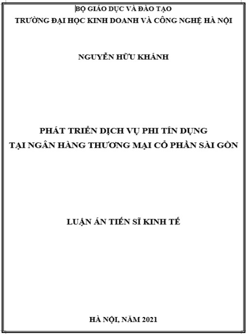 Luận án Phát triển dịch vụ phi tín dụng tại Ngân hàng Thương mại cổ phần Sài Gòn