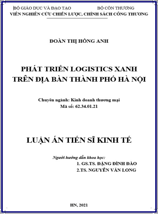 Luận án Phát triển logistics xanh trên địa bàn thành phố Hà Nội