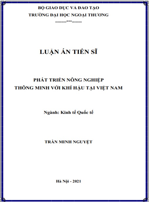 Luận án Phát triển nông nghiệp thông minh với khí hậu tại Việt Nam