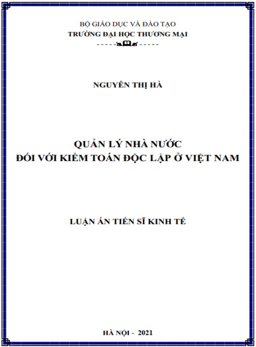 Luận án Quản lý nhà nước đối với kiểm toán độc lập ở Việt Nam