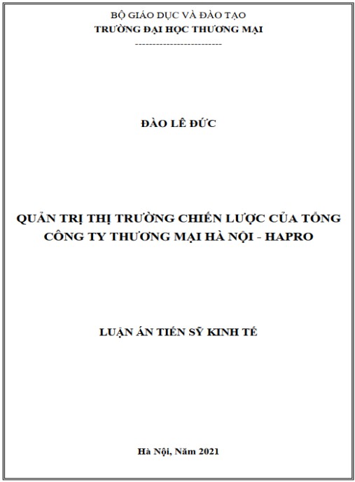 Luận án Quản trị thị trường chiến lược của Tổng công ty Thương mại Hà Nội – Hapro