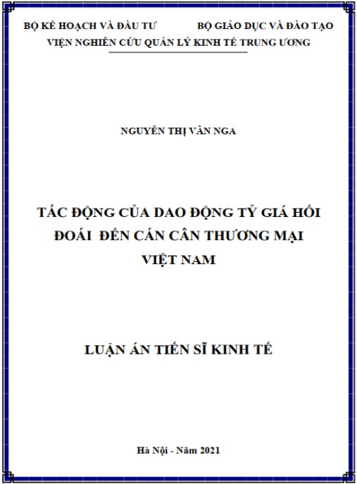 Luận án Tác động của dao động tỷ giá hối đoái đến cán cân thương mại Việt Nam