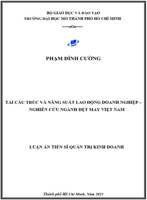 Luận án Tái cấu trúc và Năng suất lao động doanh nghiệp – Nghiên cứu ngành Dệt May Việt Nam