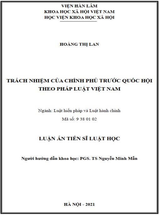 Luận án Trách nhiệm của Chính phủ trước Quốc hội theo pháp luật Việt Nam