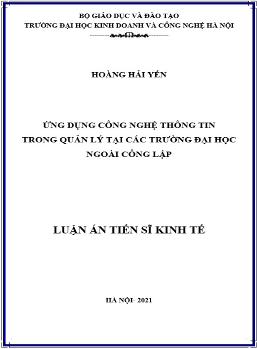 Luận án Ứng dụng công nghệ thông tin trong quản lý các trường Đại học ngoài công lập